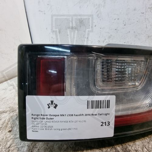 Range Rover Rear Tail Light Right Evoque Mk1 L538 Facelift 2016 OEM
